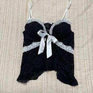 Linea Donatella Black and White Lace Babydoll Cami